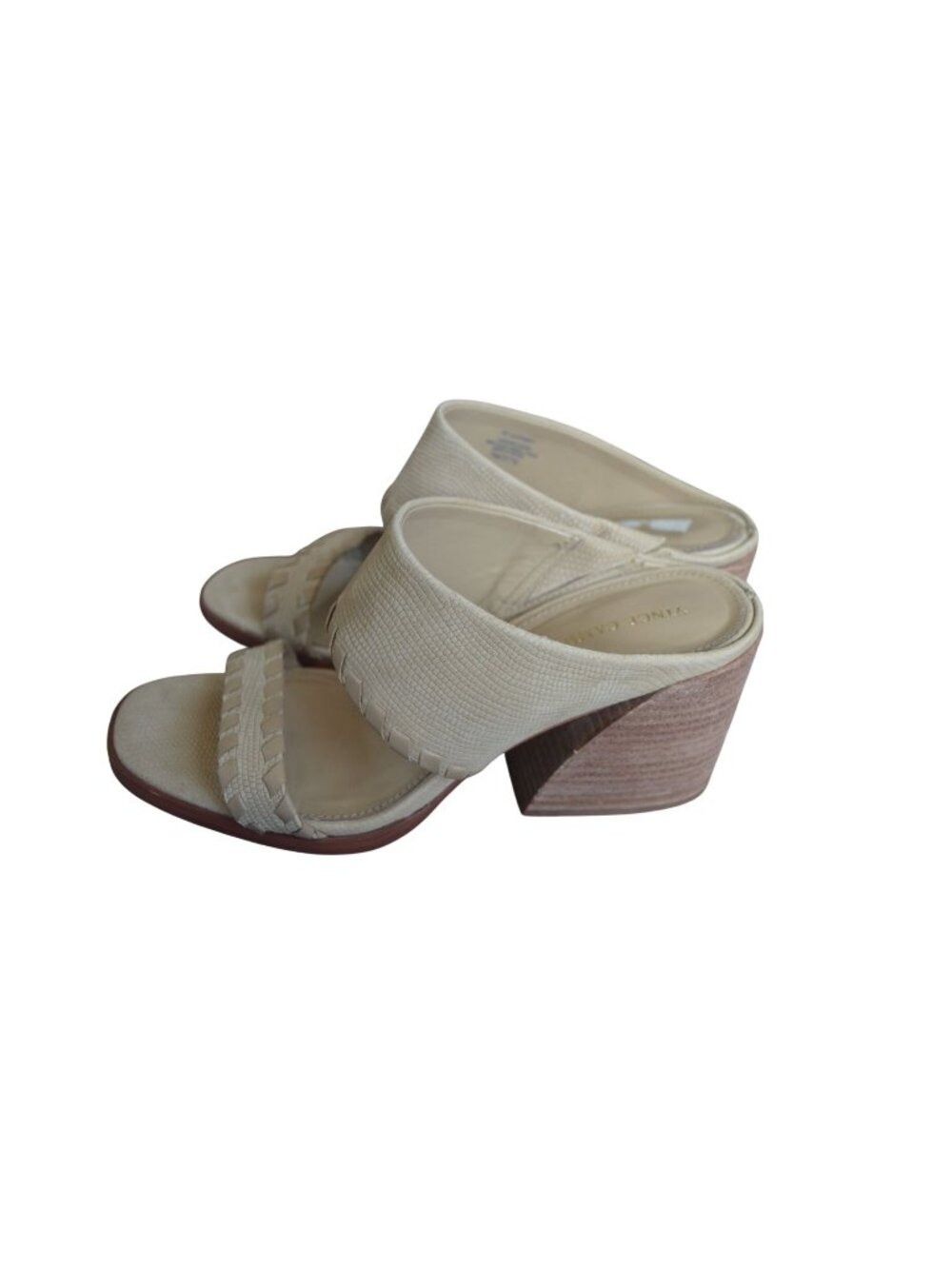 Vince Camuto Kafinny Beige Leather Block Heel Sandals Women's Size 7 Boho Summer